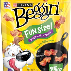 Purina Beggin’ With Real Meat Dog Treats, Fun Size Original With Bacon Flavor – 25 oz. Pouch