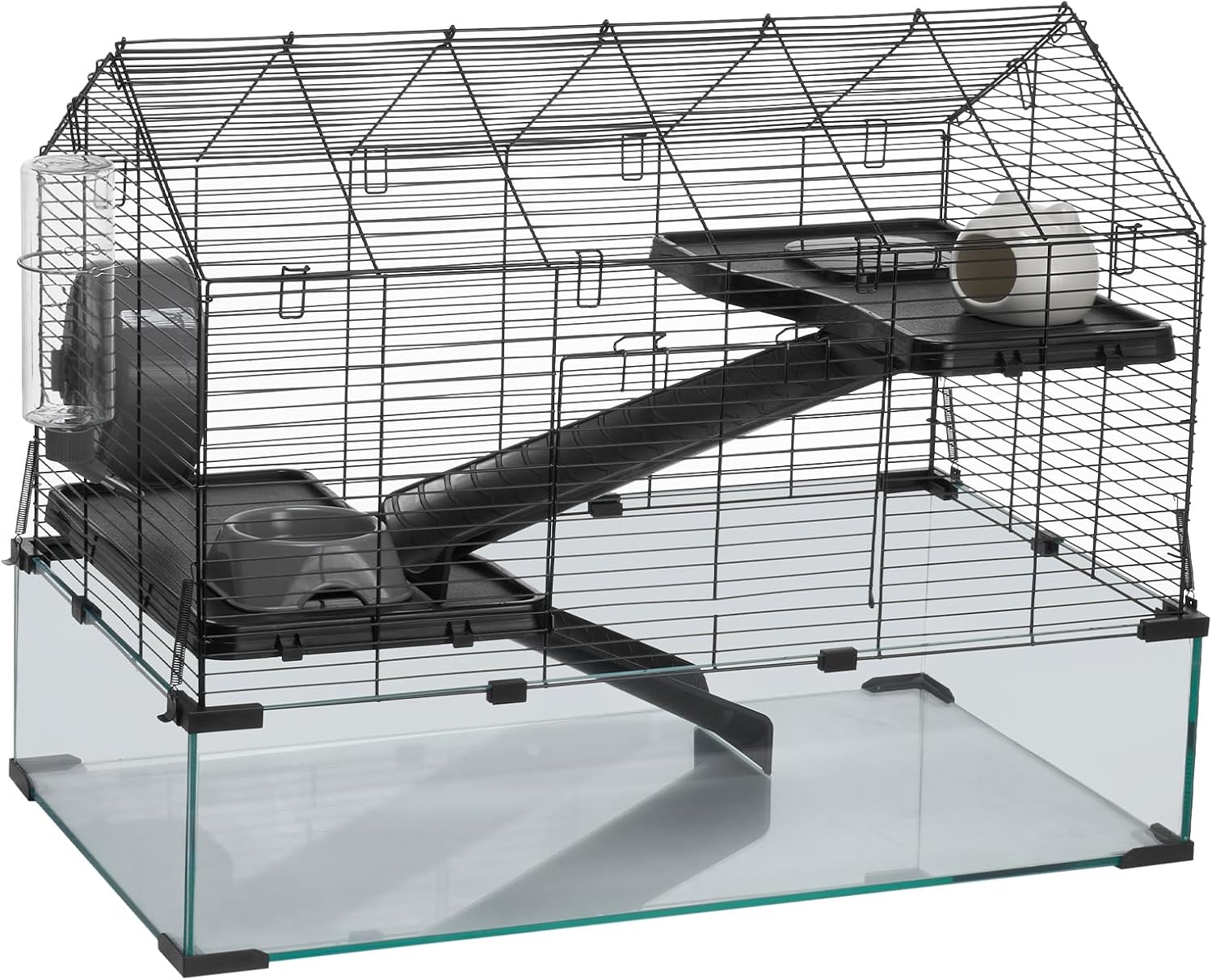 VEVOR Hamster Cage, 360° Viewing Transparent Hamster Habitats, Small Animal Cage, 29.5 x 17.3 x 24 in, Ventilated Pet Mouse Cages with Water Bottle, Portable Hamster House for Rats, Guinea Pigs - Image 9