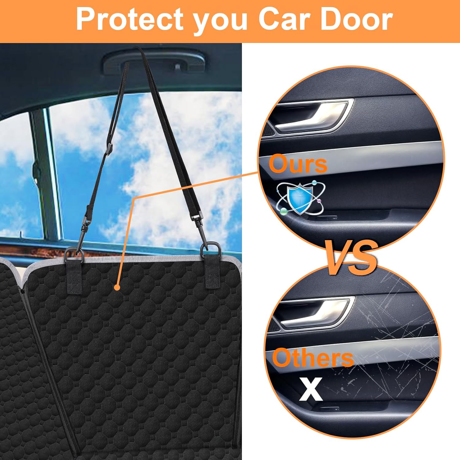 Mancro Dog Car Seat Cover for Back Seat, 2026 Upgraded 600D Heavy Duty Waterproof & Scratch-Resistant Dog Hammock for Car, Back Seat Pet Cover for Dogs with Sedan, Trucks and SUVs, Standard, Black - Image 2