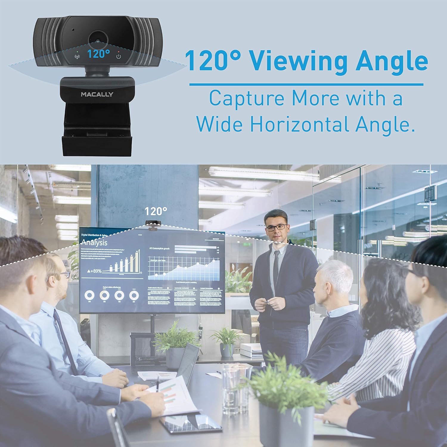 Macally 1080P Webcam with Microphone - Stay Connected Virtually - 120° Wide Angle HD 30FPS USB Computer Camera for Desktop - Web Cam for Streaming, Meetings, Skype, Zoom, PC, Laptop, Mac, Face Time - Image 5