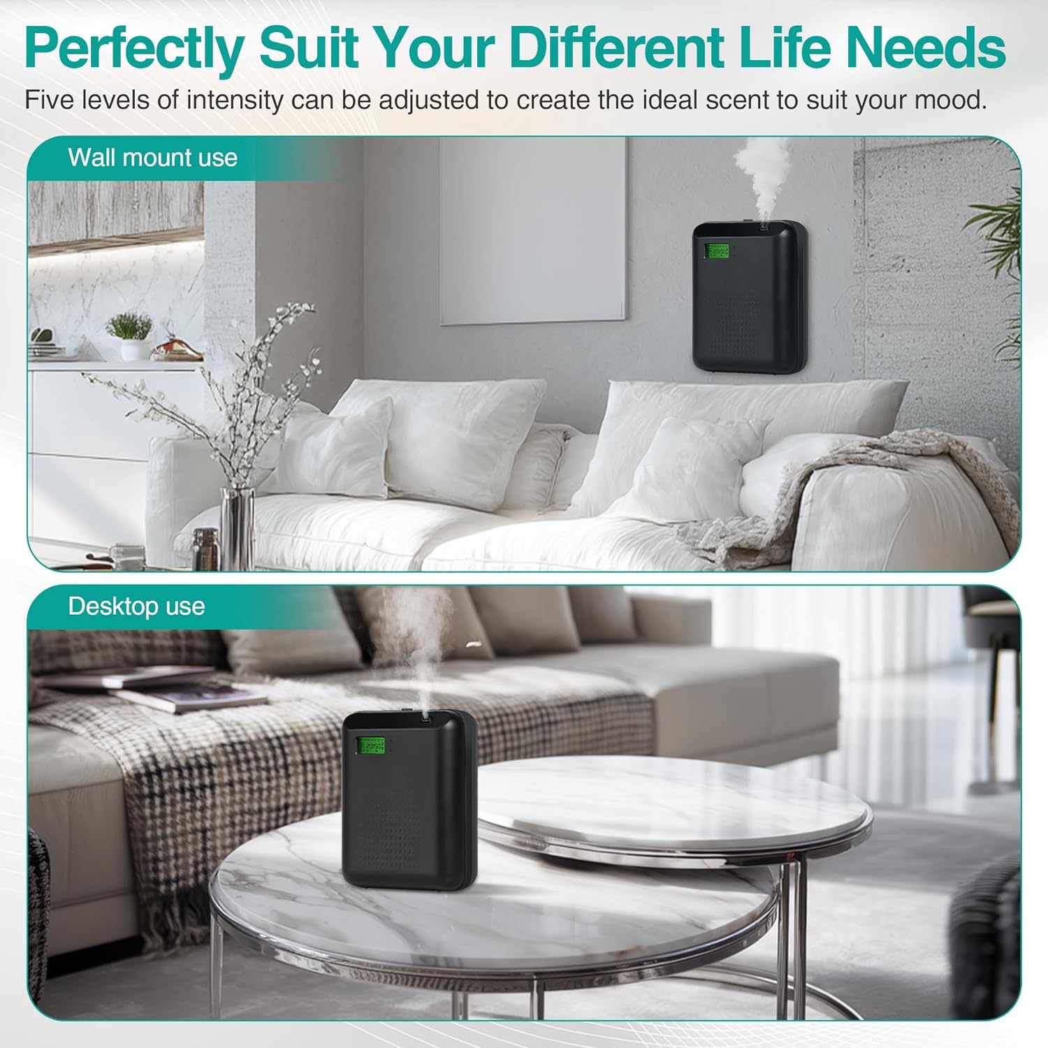 Scent Air Machine Starter Kit – Waterless Diffuser for Home & Commercial Use, Hotel Scent Diffuser Includes 100ml Essential Oil, WiFi/Bluetooth Control, 2000 sq.ft Coverage, Wall-Mount & Desktop,Black - Image 6