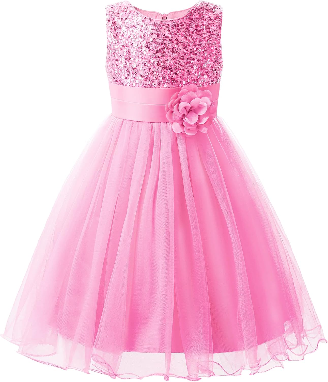 Uhnice Sequin Sleeveless Tulle Mesh Flower Girl Party Dress