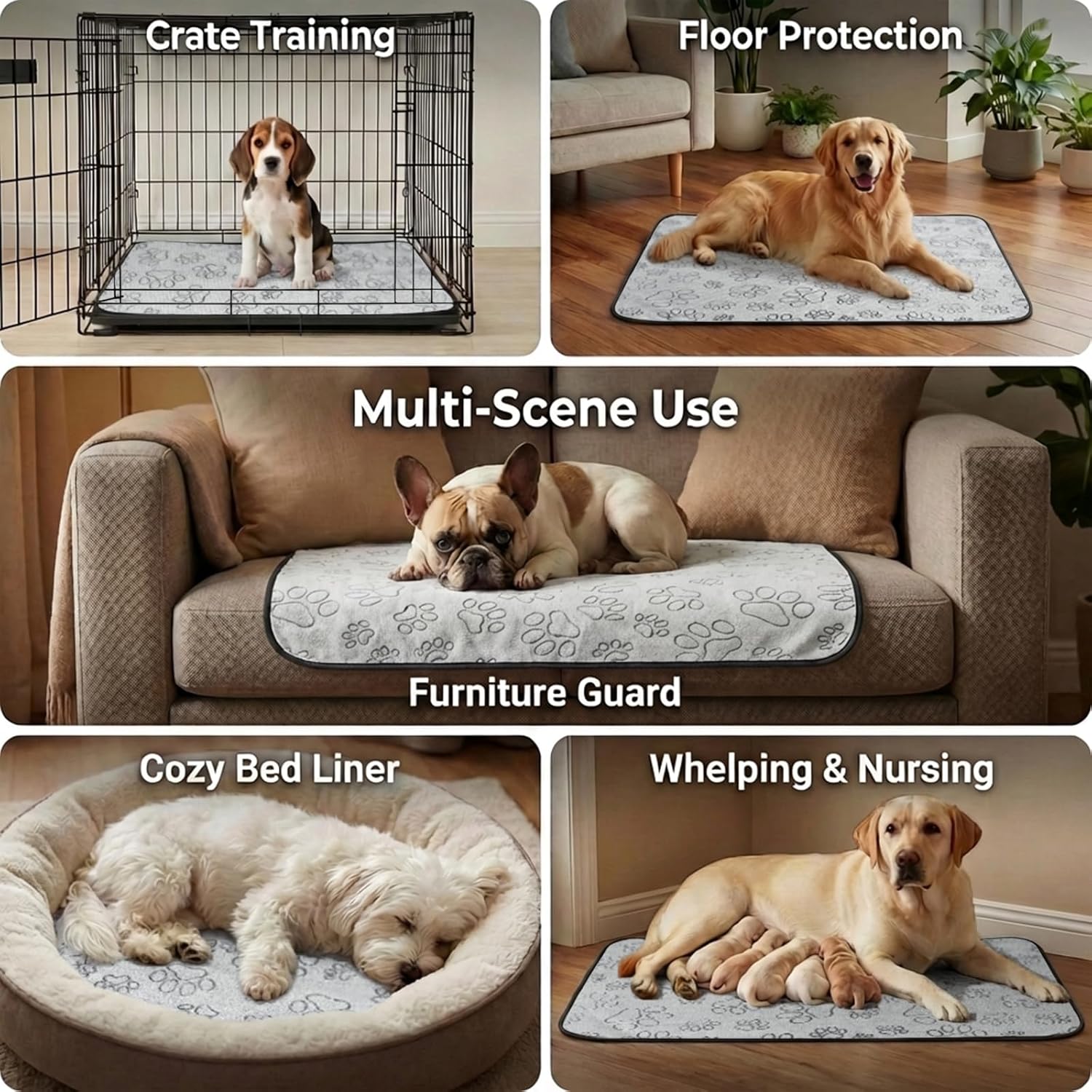 Qeils Reusable Puppy Pads, 2 Pack Washable Pee Pads for Dogs, Waterproof Non Slip Wee Wee pad, Absorbent and Leakproof Training Mats for Potty, Crate, Playpen, Bed, Sofa, 18"x 24" - Image 7