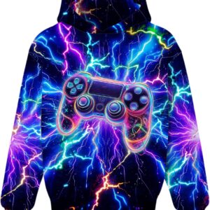 Boys Girls Hoodies 3D Graphic Hoodie Cool Pullover Sweatshirt with Pocket for Kids 6-16 Years