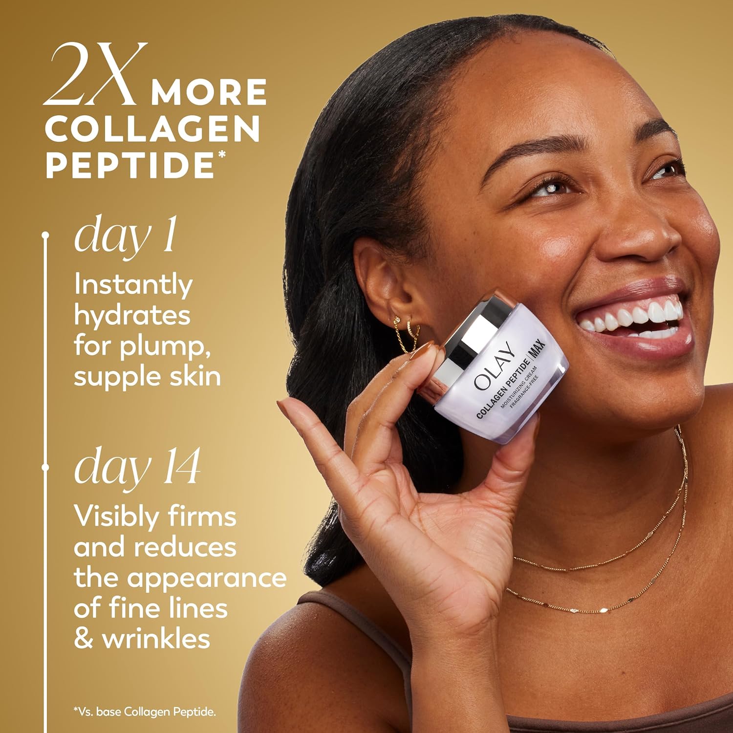 Olay Collagen Peptide Face Moisturizer, Firming Cream for Women, Fragrance-Free, Non-Greasy - Hydrating, Anti-Aging, Anti-Wrinkle, Smoothing of Fine Lines, Tightening Skin Care - Niacinamide, 1.7 Oz - Image 2