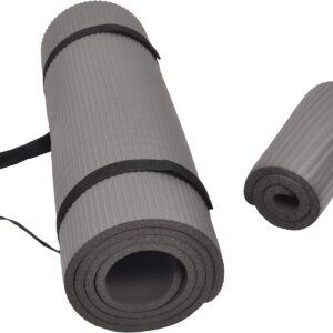 Fitvids All Purpose 1/2-Inch Extra Thick High Density Anti-Tear Exercise Yoga Mat and Knee Pad with Carrying Strap, Multiple Colors