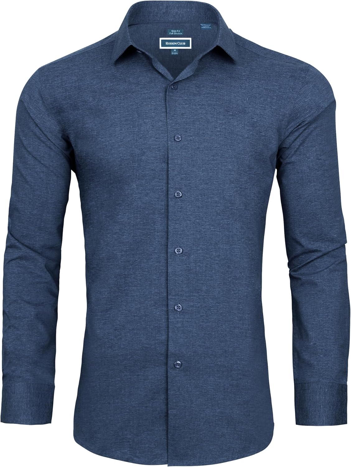 Men's Linen-Textured Stretch Summer Wrinkle Free Dress Shirt Long Sleeve Heather Chambray Button Down Shirts