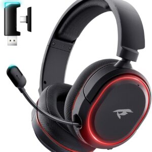 Wireless Gaming Headset, 7.1 Surround Sound, 2.4Ghz USB Gaming Headphones Bluetooth 5.4, 100-Hr Noise Canceling Mic RGB Light, Wireless Headset for PC PS5 PS4 Mac Switch, ONLY Wired Mode Suit for Xbox