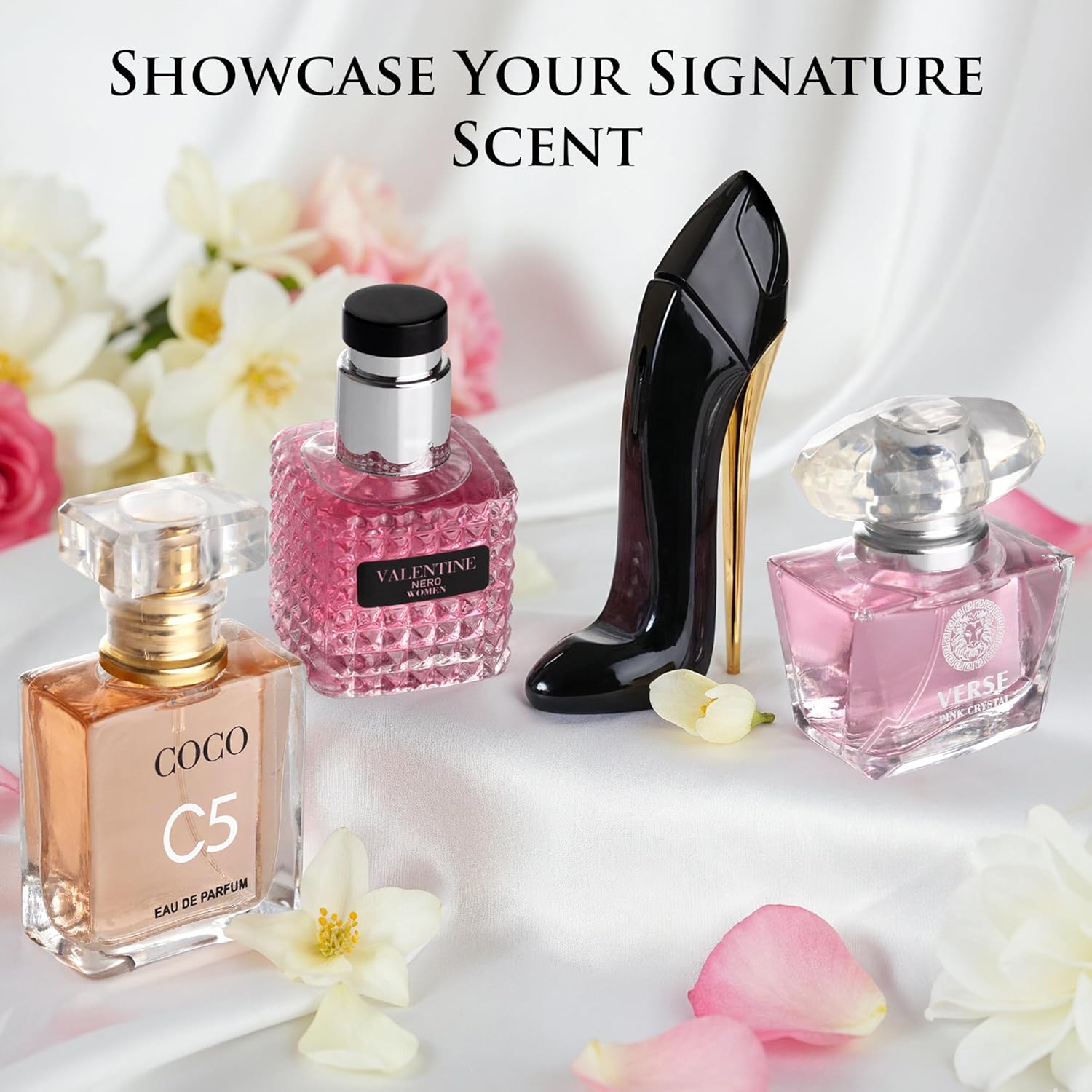 Essential 4 PC Mini Perfume Set, Birthday Gift Set for Women, Eau De Parfum 30ml Each, Vanilla Perfume & Floral Fragrance, Long-Lasting Travel Size, C5, Verse Pink Crystal, Nice Girl & Valentine - Image 4
