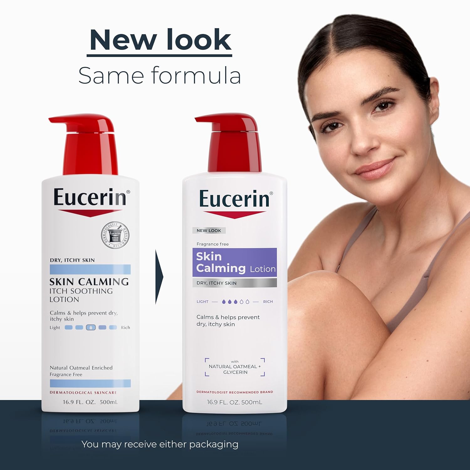 Eucerin Skin Calming Body Lotion, Natural Oatmeal Enriched Body Lotion for Dry, Itchy Skin, 16.9 fl. oz. Bottle - Image 2