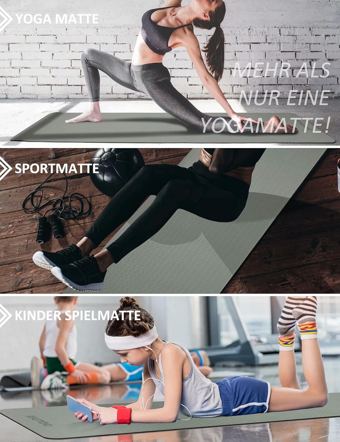 Yoga Mat with Strap, 1/3 Inch Extra Thick Yoga Mat Double-sided Non Slip, Professional TPE Yoga Mats for Women Men, Workout Mat for Yoga, Pilates and Floor Exercises - Image 6