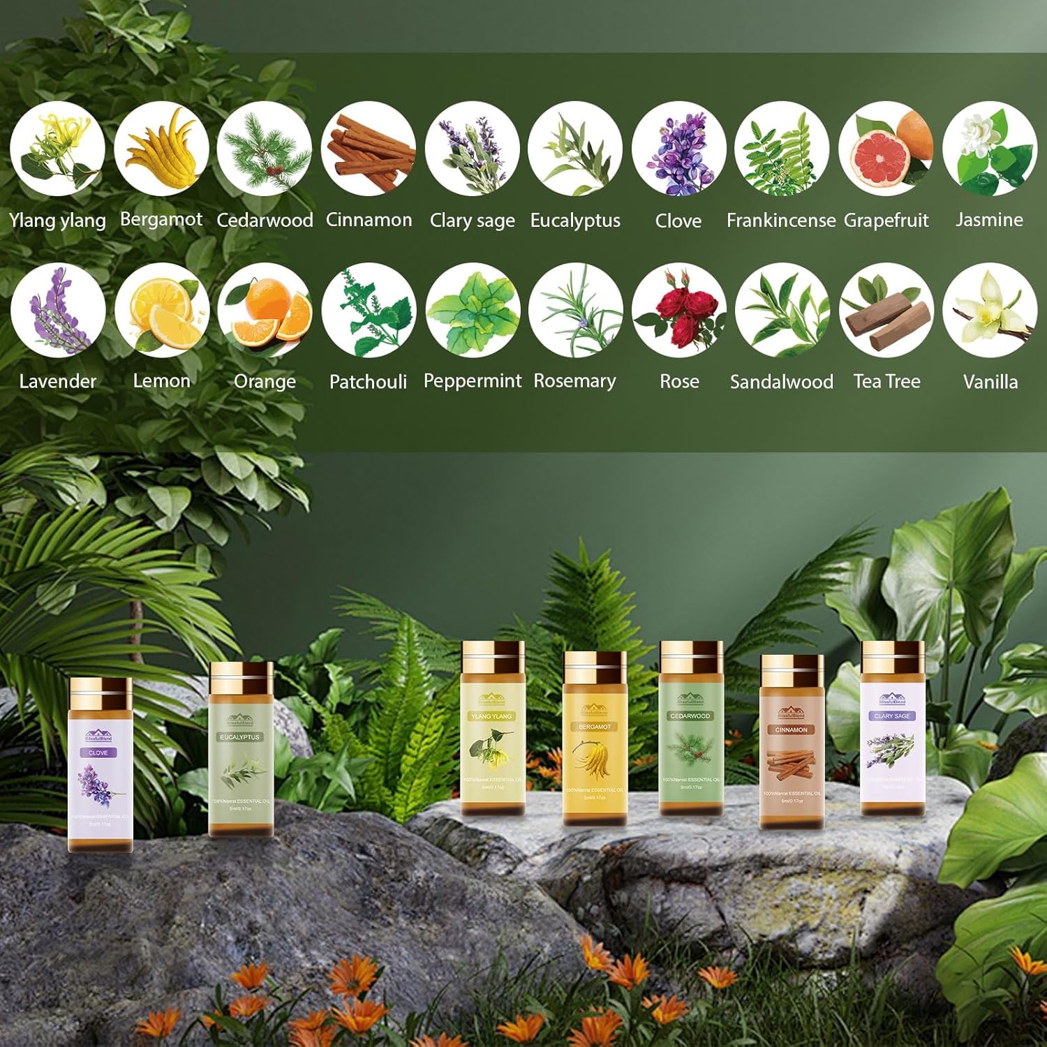 Fragrance Essential Oils Set, Essential Oils for Diffuser, for Home, Skin, Candle & Soap Making-Tea Tree, Lavender, Peppermint, Rose and More, with Gift Card for Friend, Teacher, Mom(20×5ml - Image 6