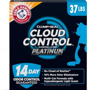 ARM & HAMMER Cloud Control Platinum Cat Litter, Multi-Cat Clumping Litter, Hypoallergenic and Dust-Free, 14-Day Odor Control, 37 lbs