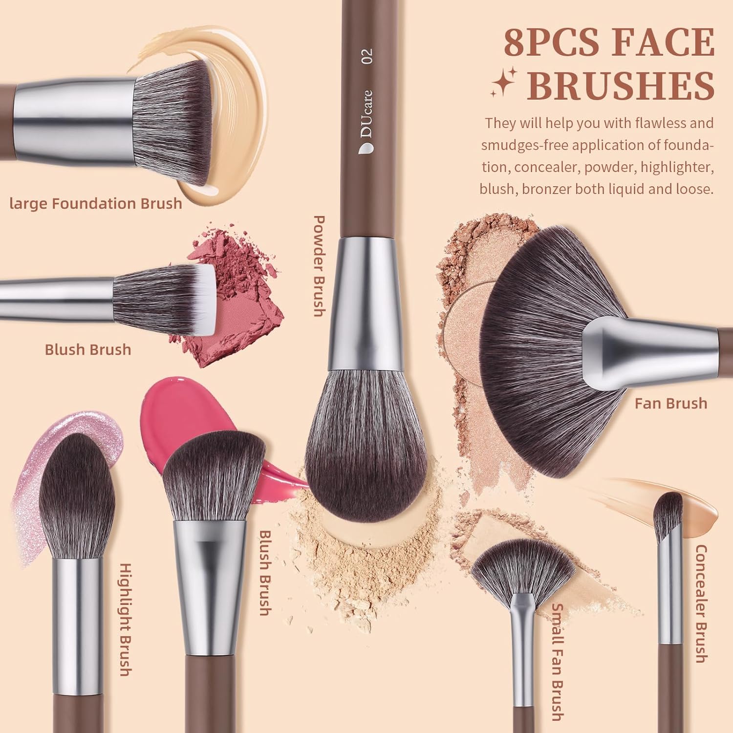 DUcare 22Pcs PRO Grade Makeup Brushes Professional with Bag 22Pcs Makeup Brush Set Premium Synthetic Kabuki Foundation Blending Brush Face Powder Blush Concealers Eye Shadows with Case - Image 5