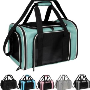 Cat, Dog Carrier for Small Medium Pet Carriers Up to15Lbs, Cats Carrier Soft- Sided Puppy Dogs Bag Portable Foldable Airline Approved Carrier Travel (Green 18 * 11 * 11)