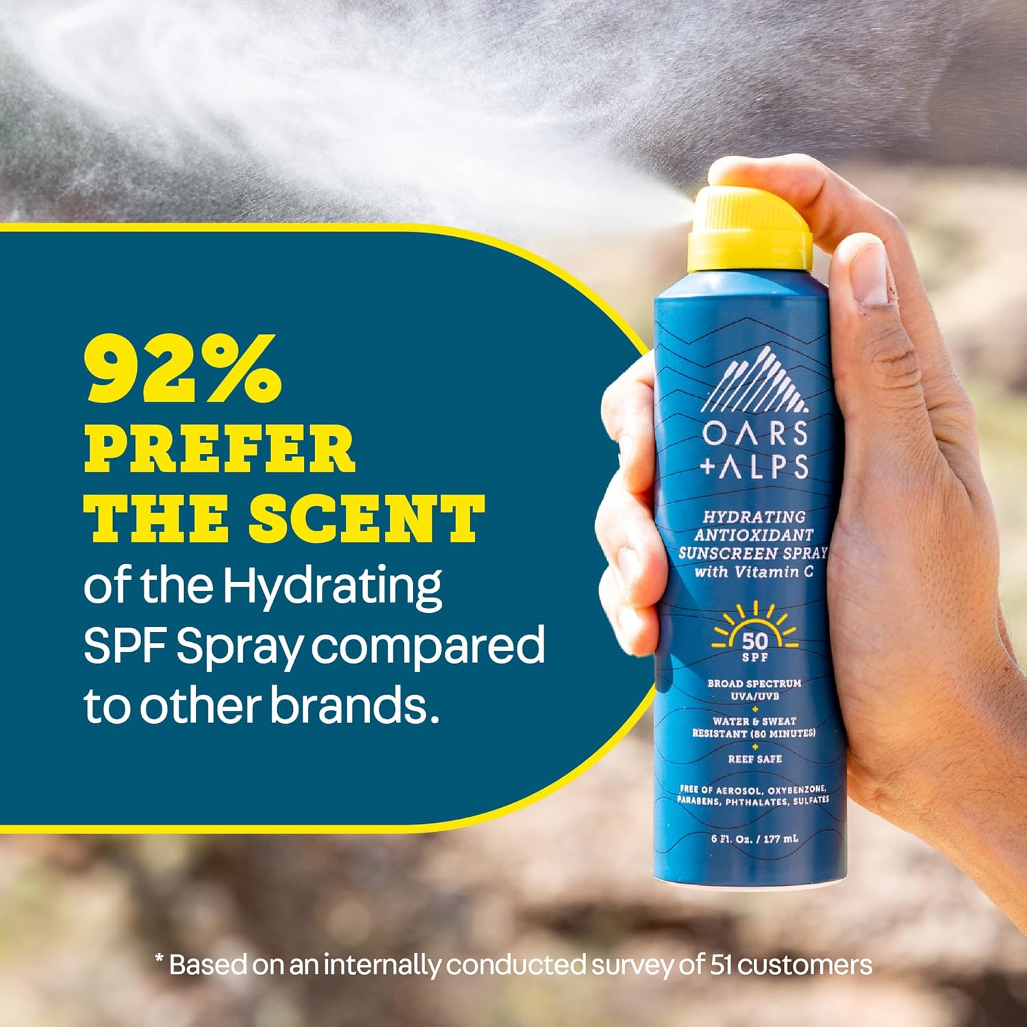 Oars + Alps SPF 50 Face & Body Broad Spectrum Sunscreen Spray | Fast-Absorbing, Lightweight, Non-Greasy, Hawaii Reef Act 104 Compliant, Water-Resistant, Octinoxate + Oxybenzone Free, 6 Oz, 2 Pack - Image 6