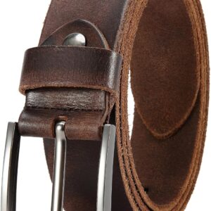 DOOPAI Men’s Genuine Leather Casual Belt -Full Grain Leather Belt for Men- 1.5″ Handmade Jeans Belt with Gift Box