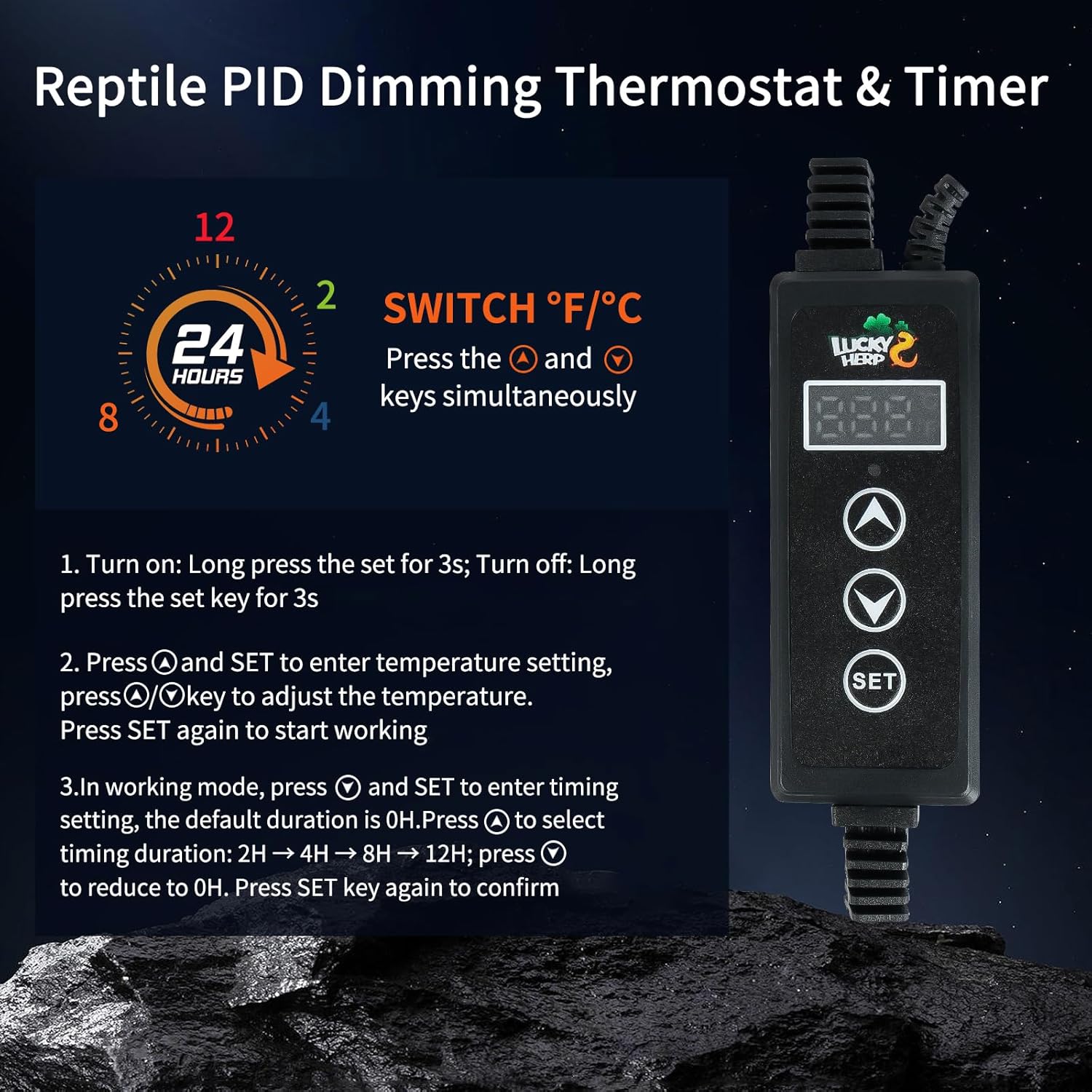 LUCKY HERP Reptile Light Fixture with Dimming Thermostat & Timer, Aluminum 5.5inch Deep Dome Reptile Lamp Fixture, Heat Lamp Fixture for Reptile Bulb Basking Heat Bulb, Max 100W - Image 3