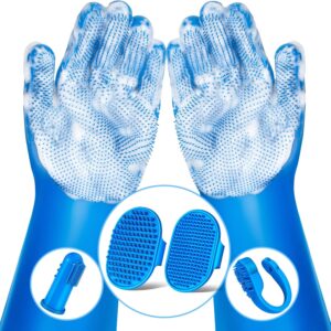 Augwind 6PCS Pet Grooming Kit for Dogs, Cats and Horses | Dog Washing Gloves | Cleanroom Gloves | Dog Bath Brush | Dog Bath Gloves | Dog Shampoo Brush | Dog Bath Supplies (Navy Blue)