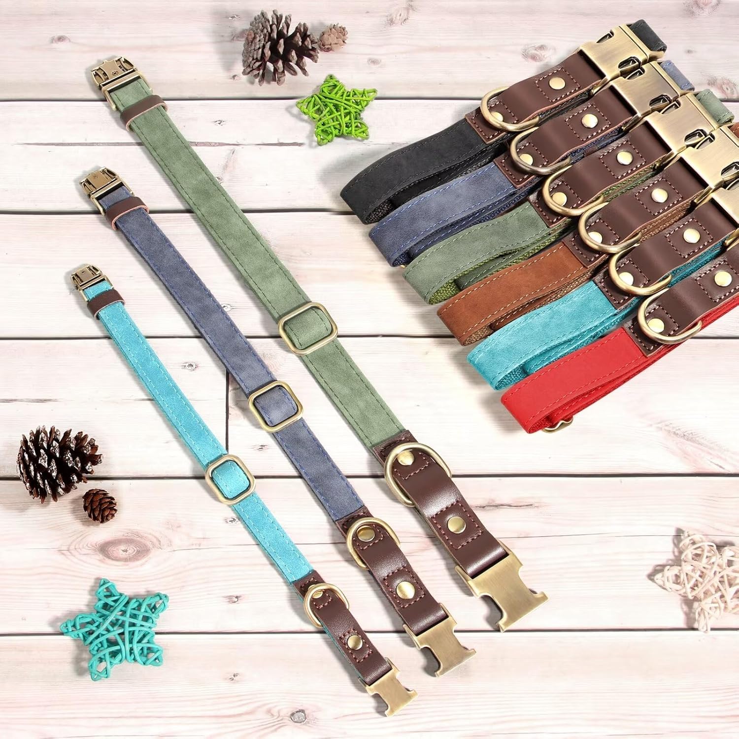 Didog Soft PU Leather Dog Collars for Small Dogs,Classic Adjustable Dog Collars with Quick Release Metal Buckle,Easy Clean and Comfortable with Nylon Lining,Green,S Neck 11-15" - Image 7