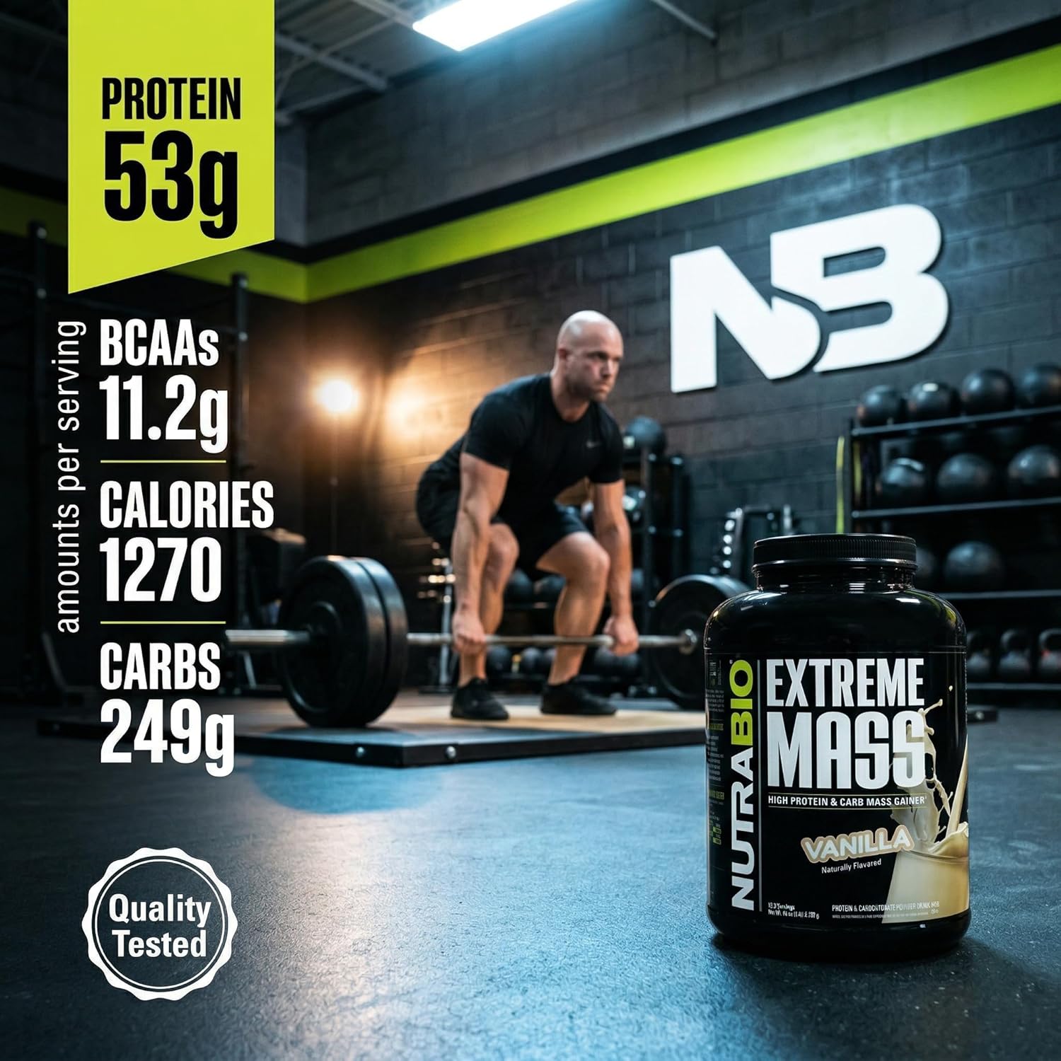 NutraBio Extreme Mass Gainer Protein Powder, 53G Protein, Clean Weight Gainer, Increase Muscle Mass, Full Spectrum Amino Acid - Vanilla, 6 Pound - Image 4