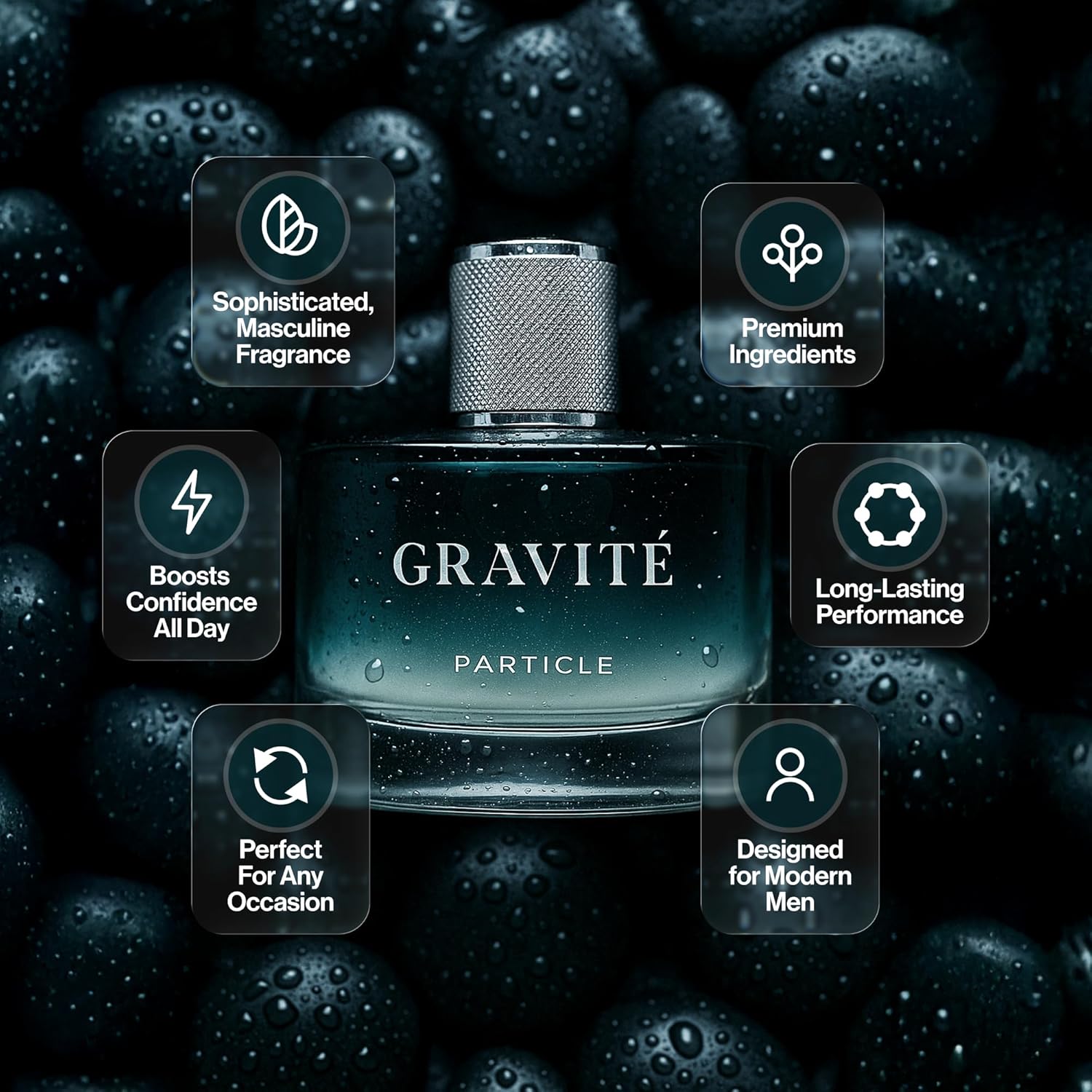 Particle Gravité Cologne Spray for Men, Long Lasting Fresh Scent, Men's Perfume Woody Citrus Fragrance, Notes of Pepper, Rosemary, Grapefruit, Cedar, Cashmere & Musk, 3.38 FL OZ Bottle - Image 2
