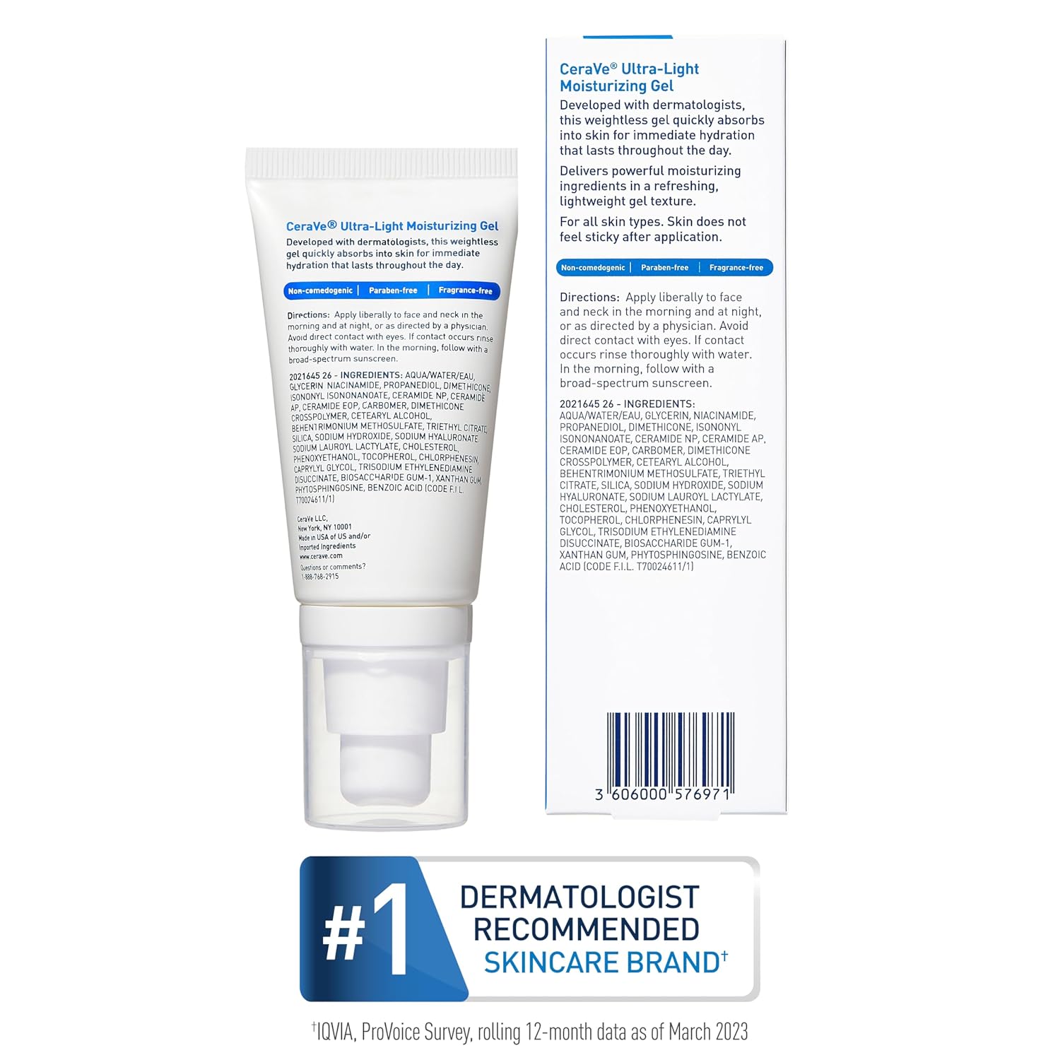 CeraVe Ultra-Light Moisturizing Gel, Hydrating Gel Face Moisturizer For Men & For Women with Ceramides, Niacinamide, Hyaluronic Acid, Fragrance Free, Oil-Free, Mattifying Moisturizer, 1.75 FL Oz - Image 7