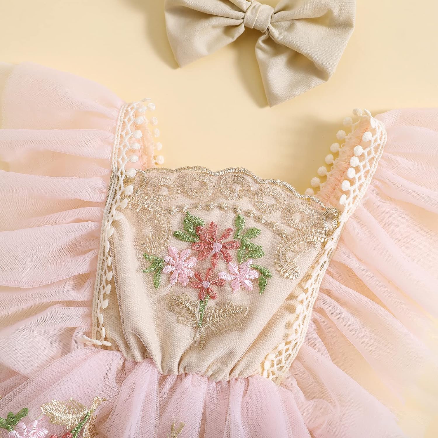 Baby Girl Romper Dress Lace Tulle Tutu Bodysuit Jumpsuit Flowers Embroidery Skirt Infant Girl Spring Summer Clothes - Image 5