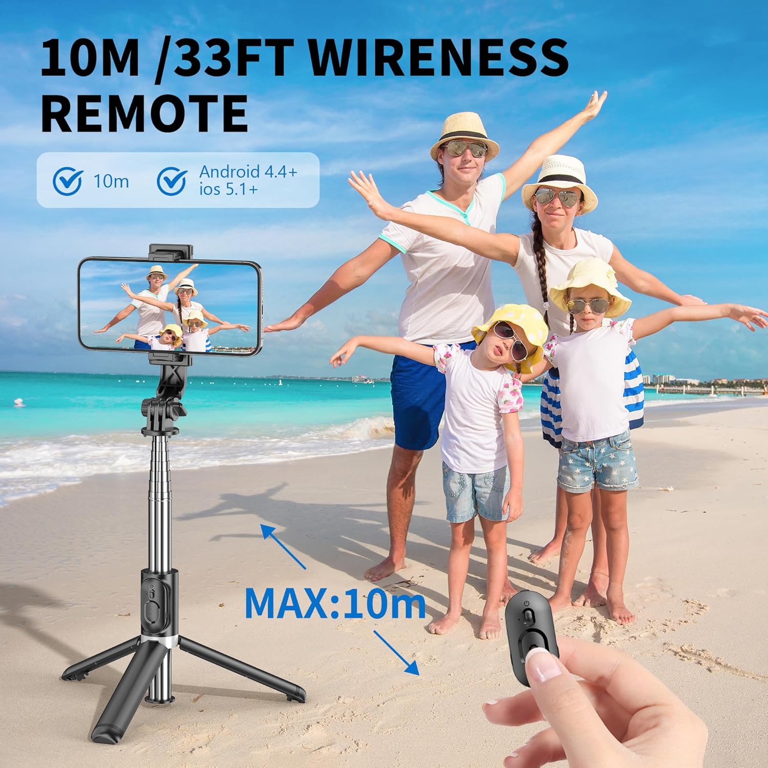 Selfie Stick Tripod, All in One Extendable & Portable iPhone Tripod Selfie Stick with Wireless Remote Compatible with iPhone 17 16 15 14 13 12 pro Xs Max, Galaxy Note10/S20/S10/OnePlus 9/9 PRO etc - Image 3