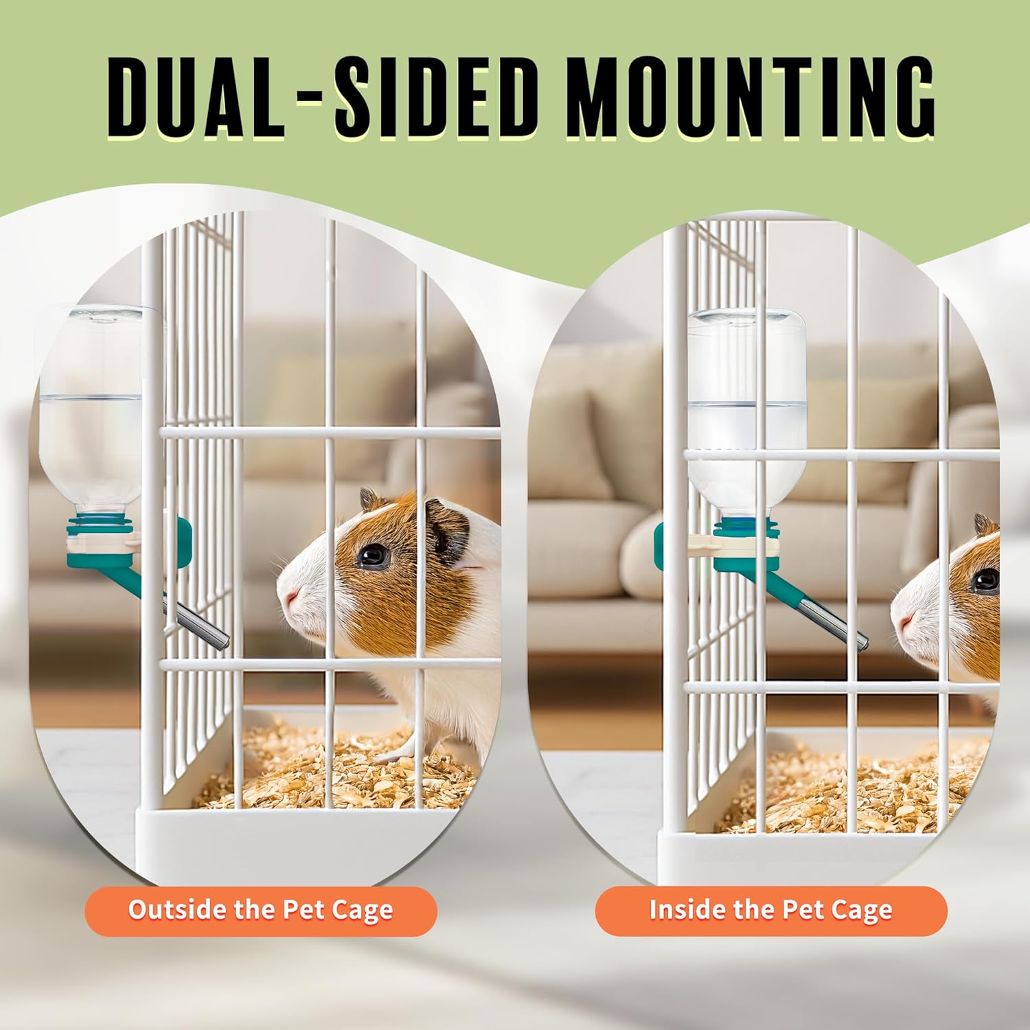 Choco Nose No-Drip Small Animal Water Bottle - Leak-Proof Patented Nozzle Helps Prevent Pet Cage Mess & Wet Bedding - Guinea Pig, Rabbit, Ferret, Hamster - BPA Free, Easy Install, 10.2 fl oz (C128) - Image 5