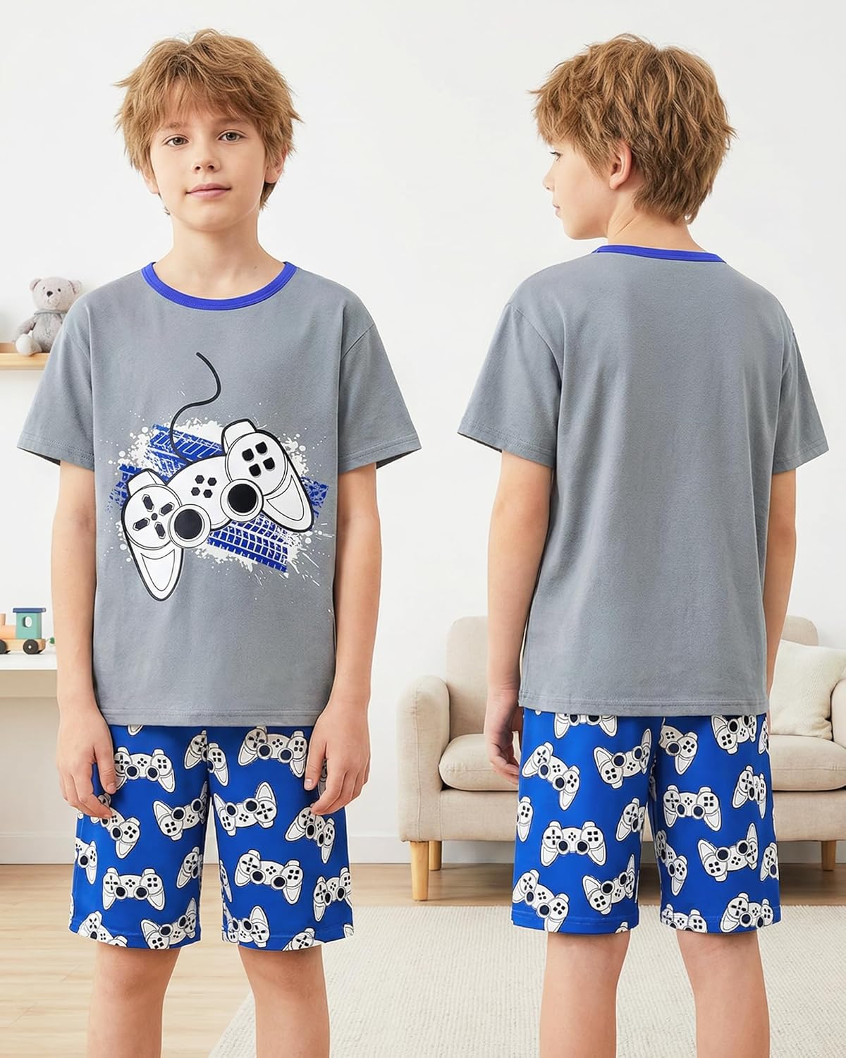 Fiodrimy Boys Pajamas Big Boys Summer PJs Set 2 Piece Kid Short Sleeve Sleepwear Nightwear Size 8-14 - Image 2