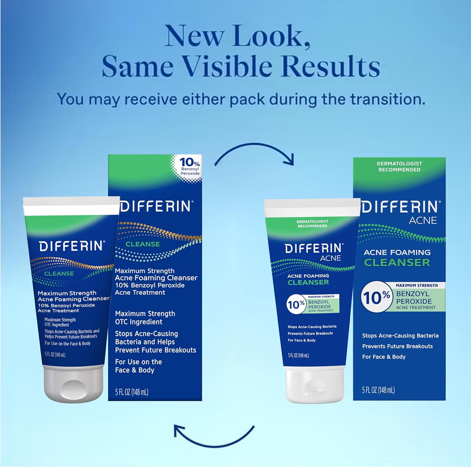 Differin Acne Face Wash with 10% Benzoyl Peroxide, Maximum Strength OTC Acne Foaming Cleanser, Fast Acting Acne Treatment for Face and Body, 5 oz. - Image 2