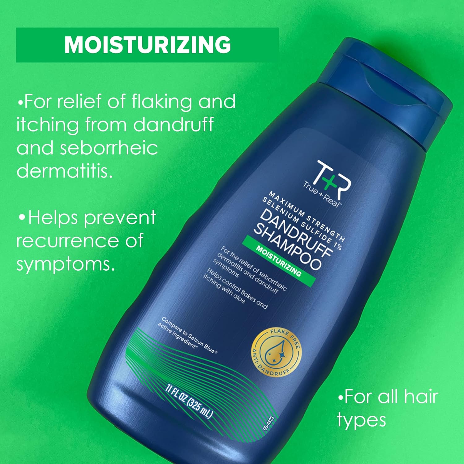 True+Real Moisturizing Dandruff Shampoo with Aloe and Selenium Sulfide 1%, 11fl oz - Image 4