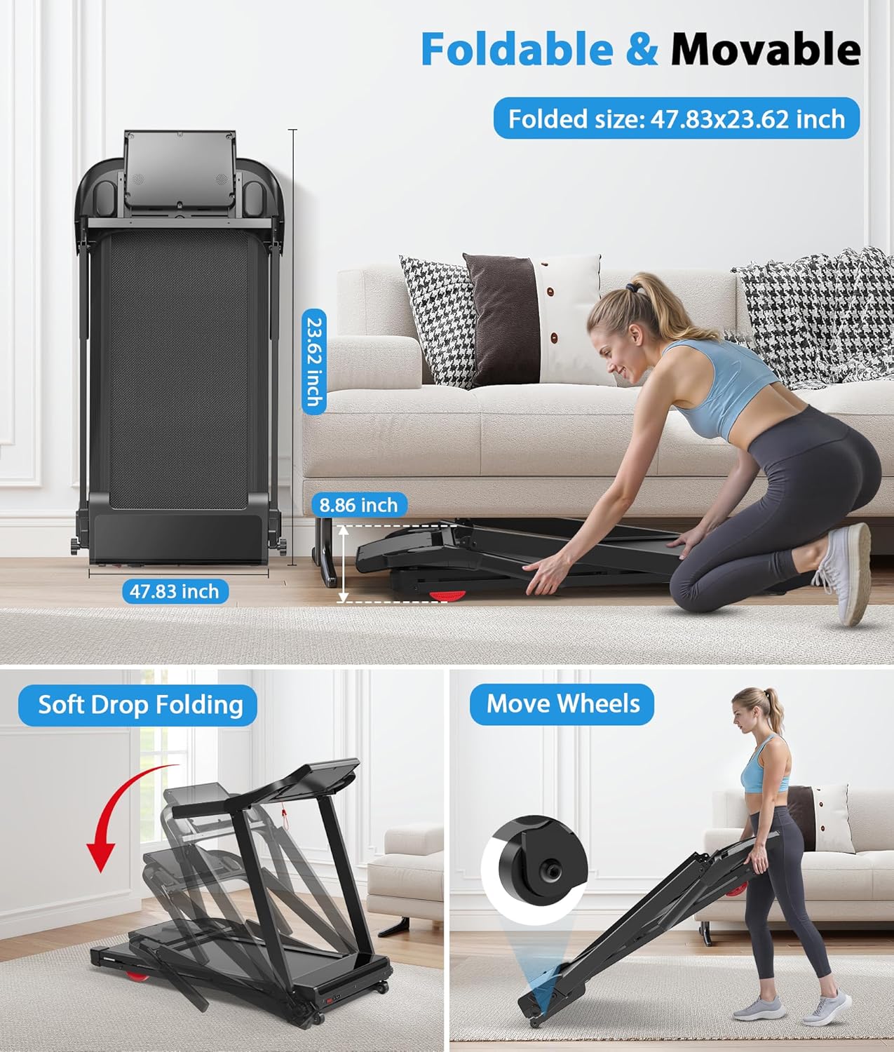 CIIHI Treadmill with 18% Auto Incline - 350 LBS Capacity Foldable Treadmill with Incline and App - Walking Running Machine for Home - Image 6