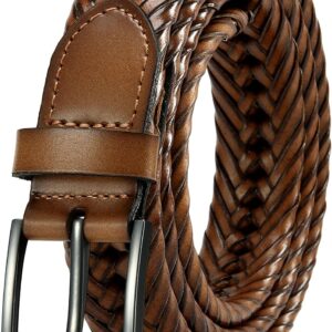 CHAOREN Leather Braided Belts for Men – 1 1/8″ Mens Casual Woven Leather Belt for Dress Pant