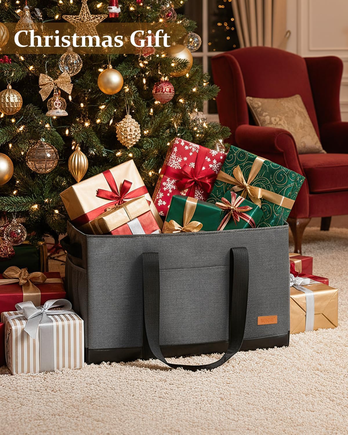 WONDAY Extra Large Utility Tote Bag - Standing Reusable Grocery Bag with Handle - Image 9