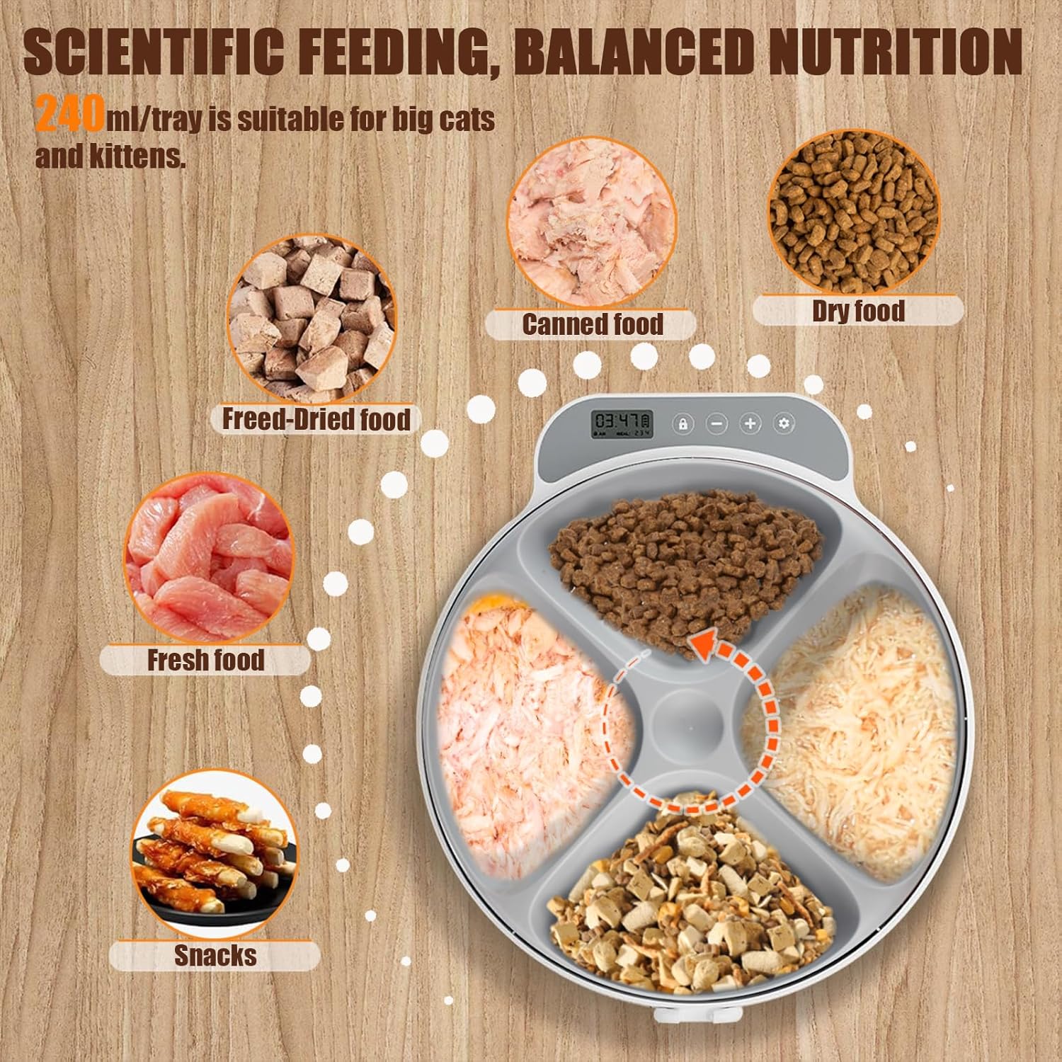 Automatic Wet Food Cat Feeder, Auto Refrigerated Wet Foods Feeder for Cats Dogs 4 Meal Timed Fresh Foods Dispenser with 2 Ice Packs Small Pet Feeders for Kitty Puppy Automatic Cat Dog Food Bowl - Image 5