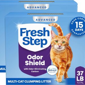 Fresh Step Odor Shield Advanced Multi Cat Clumping Litter with Febreze, 18.5 lb Each, Pack of 2 (Package May Vary)