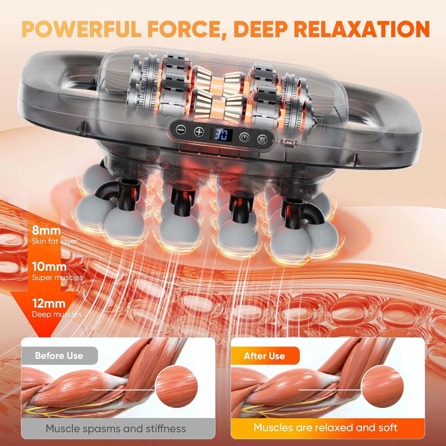 HOTU 20 Head Massage Gun Deep Tissue, Muscle Back Massager with 3 Modes & 30 Intensities, Portable Quiet Multi Mini Head Massager Gun for Hips/Legs/Waist/Shoulders/Foot Body Muscle Pain Relief - Image 2