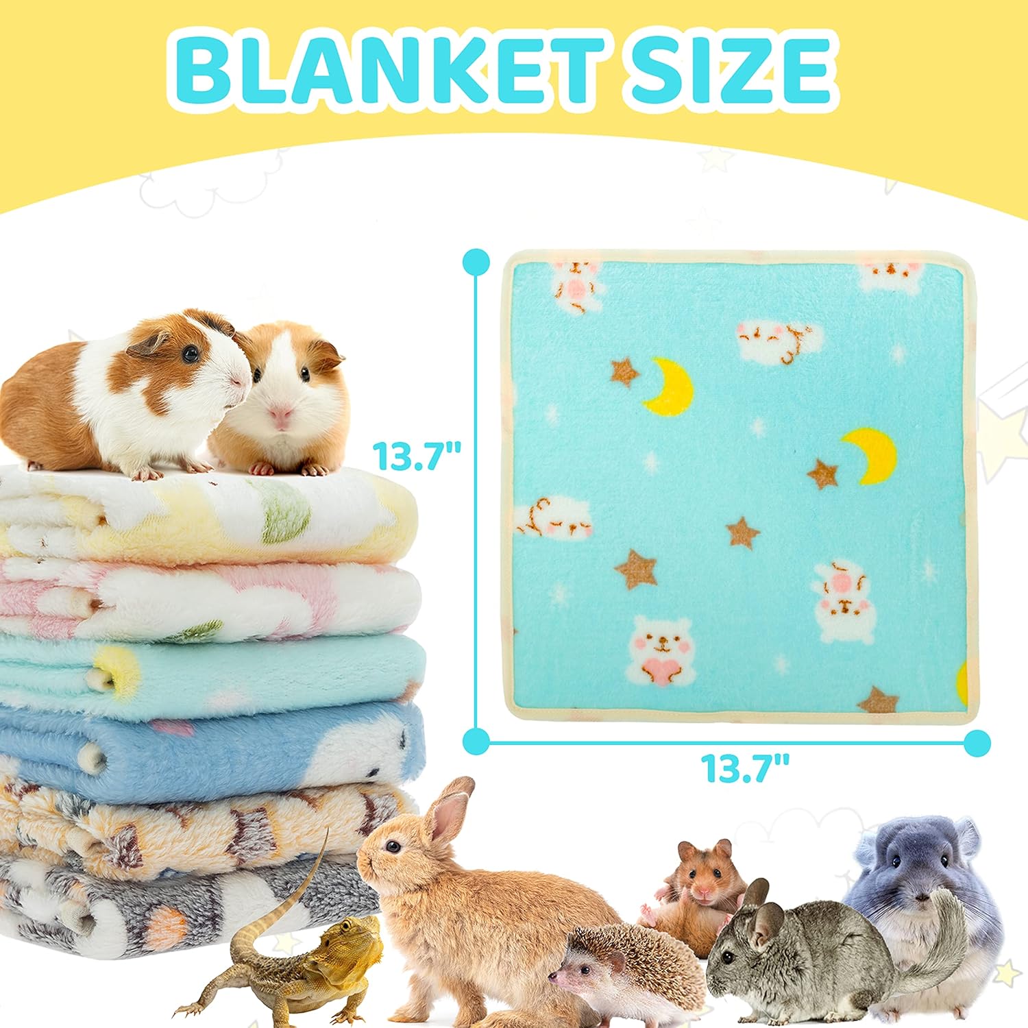 CUSOZWO Guinea Pig Bedding Mat - 6 Pack Fleece Soft Warm Small Animal Blankets for Rat Rabbit Hamster Chinchilla Hedgehog Lizard - Washable Small Pet Cage Liners Sleep Mat Bedding Accessories - Image 2