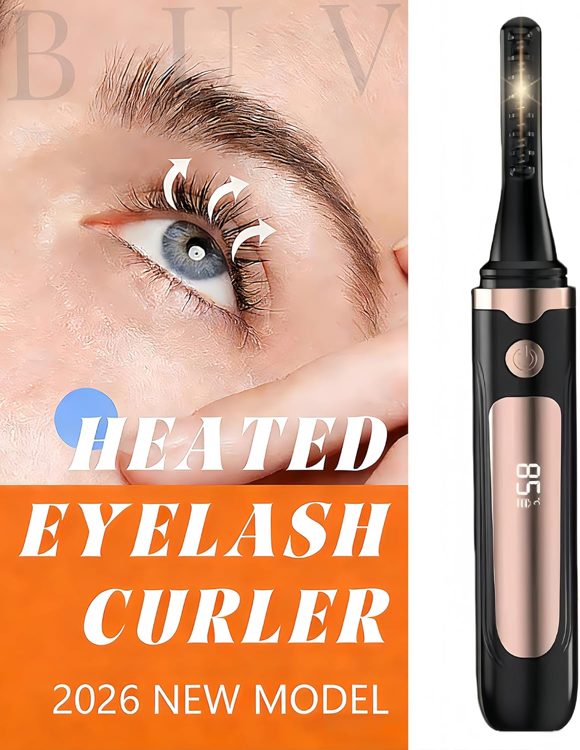 Heated Eyelash Curler – Fast 5s Heat-Up, USB Rechargeable Electric Eyelash Curler, LED Display, Anti-Burn, 24H Long-Lasting Curl, Perfect Gift for Women (Black A1) - Image 2