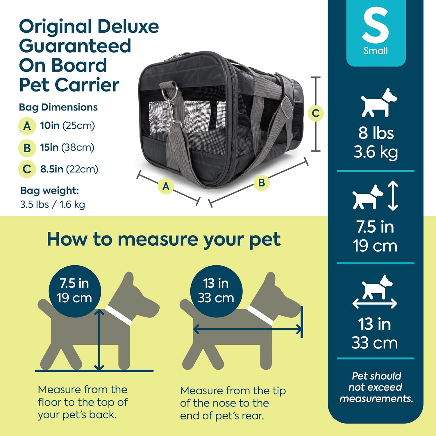 Sherpa Original Deluxe Travel Pet Carrier, Airline Approved & Guaranteed On Board - Charcoal Gray, Small - Image 3