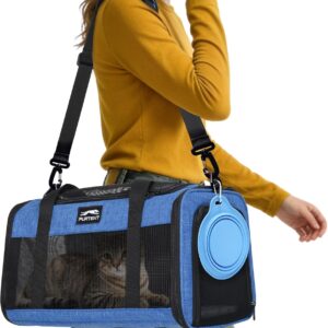 Pet Carrier Airline Approved, Soft Sided Cat Carrier for Small Pets up to 13 lbs, TSA Approved Dog Travel Bag with Foldable Bowl, Portable Soft Sided Pet Carrier for Kittens and Puppies