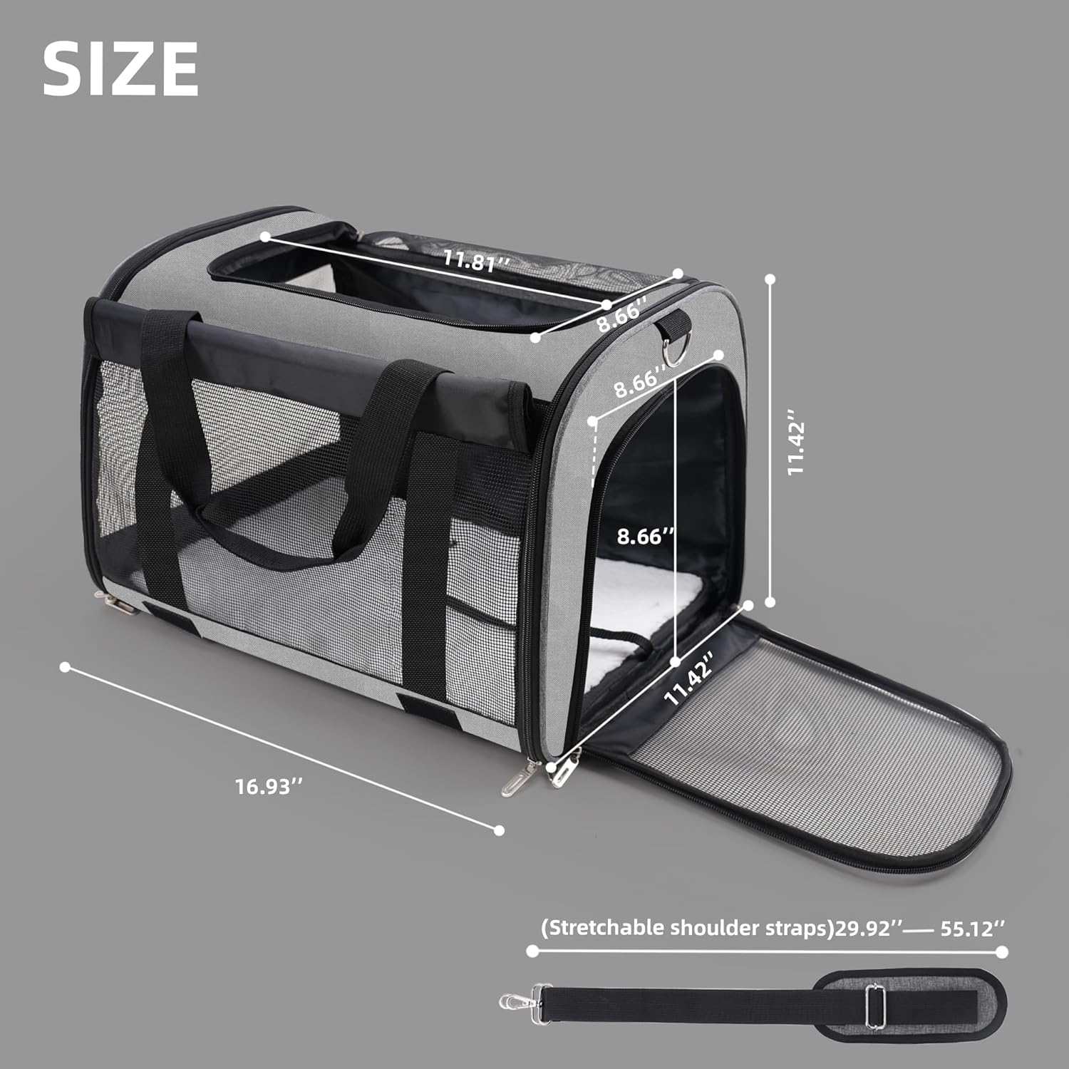 TWDEPART Cat Carrier Backpack - Multifunctional, Firm & Foldable with Roll-Up Shade, Breathable Design Includes Collapsible Bowl & Cushion (Grey) - Image 8