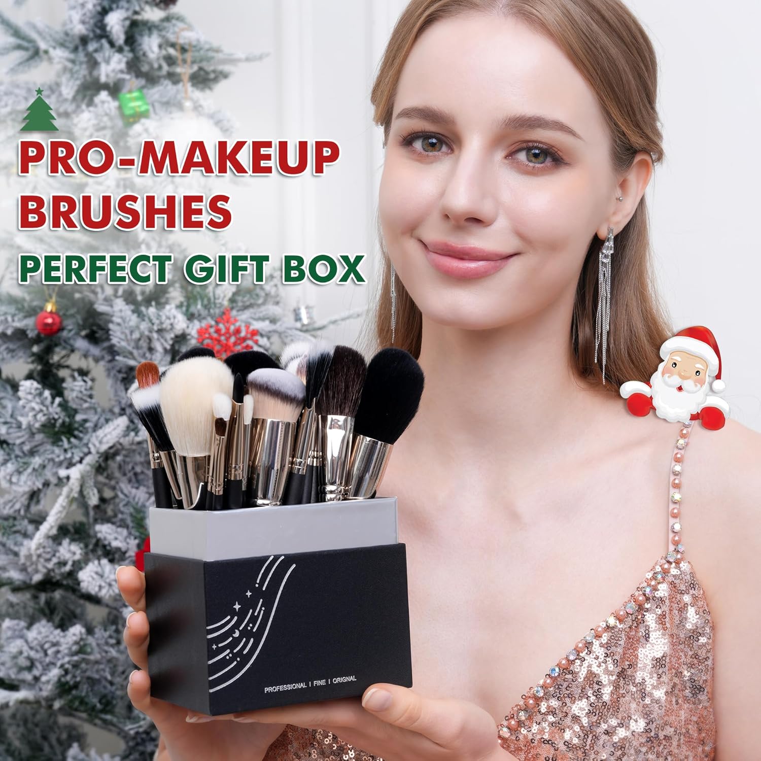 Makeup Artist MUST HAVES 42Pcs Makeup Brushes Set with Real Natural Goat Hair By BUEART DESIGN (42Pcs Matte Pearl Black) - Image 3
