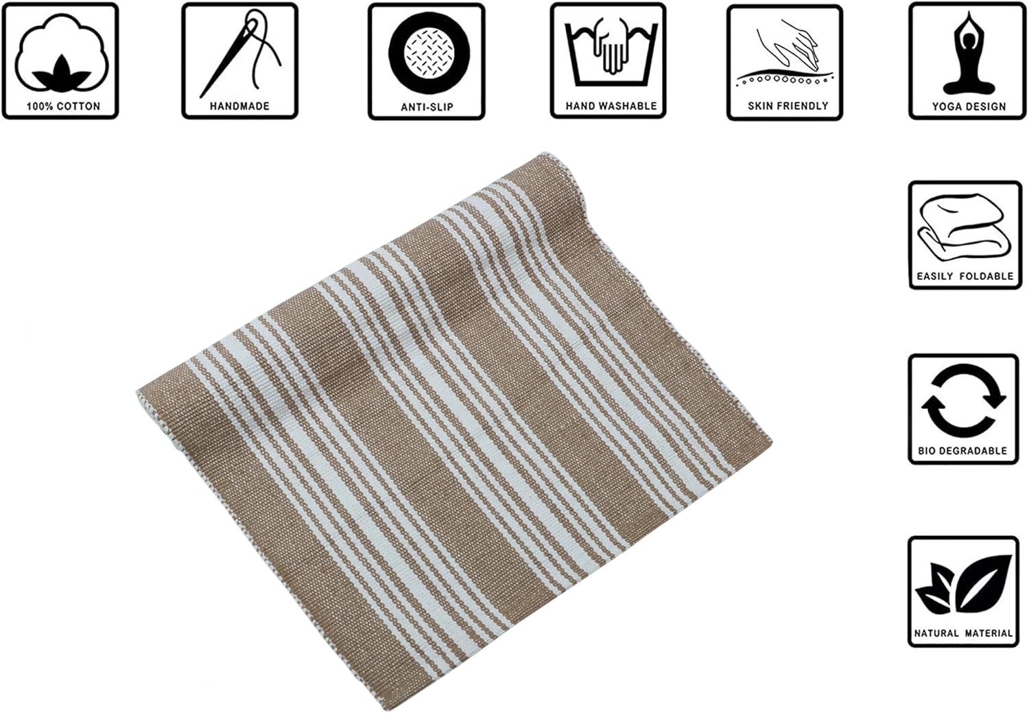 Hand Woven 100% Cotton Yoga Mat- Thick Handloom Made in India- for Gym Floor Exercise - Runner for Bedroom - Image 2