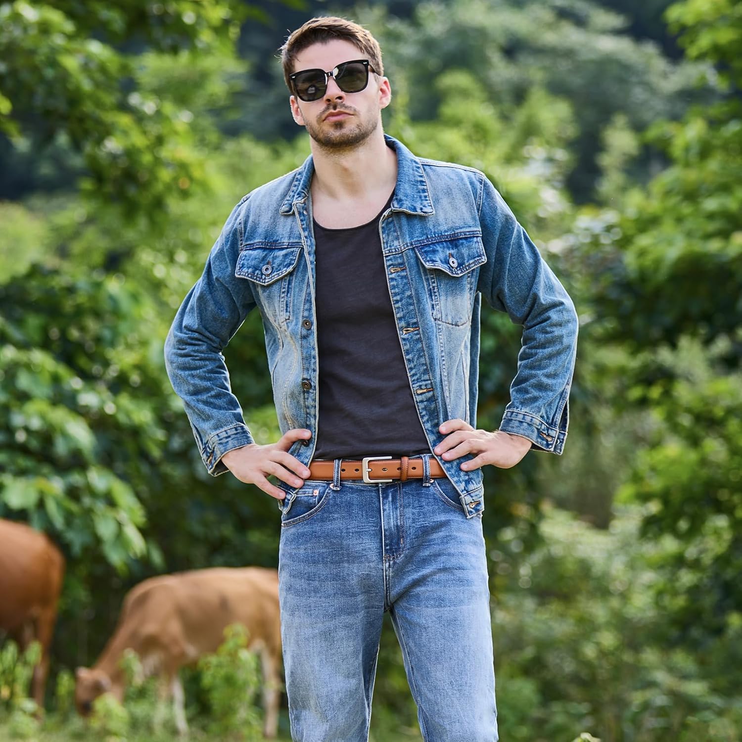 VATAN Men's Genuine Leather Dress Belts, Handmade Classic Every Day Leather Jeans Belt for Men Work Business Casual - Image 4