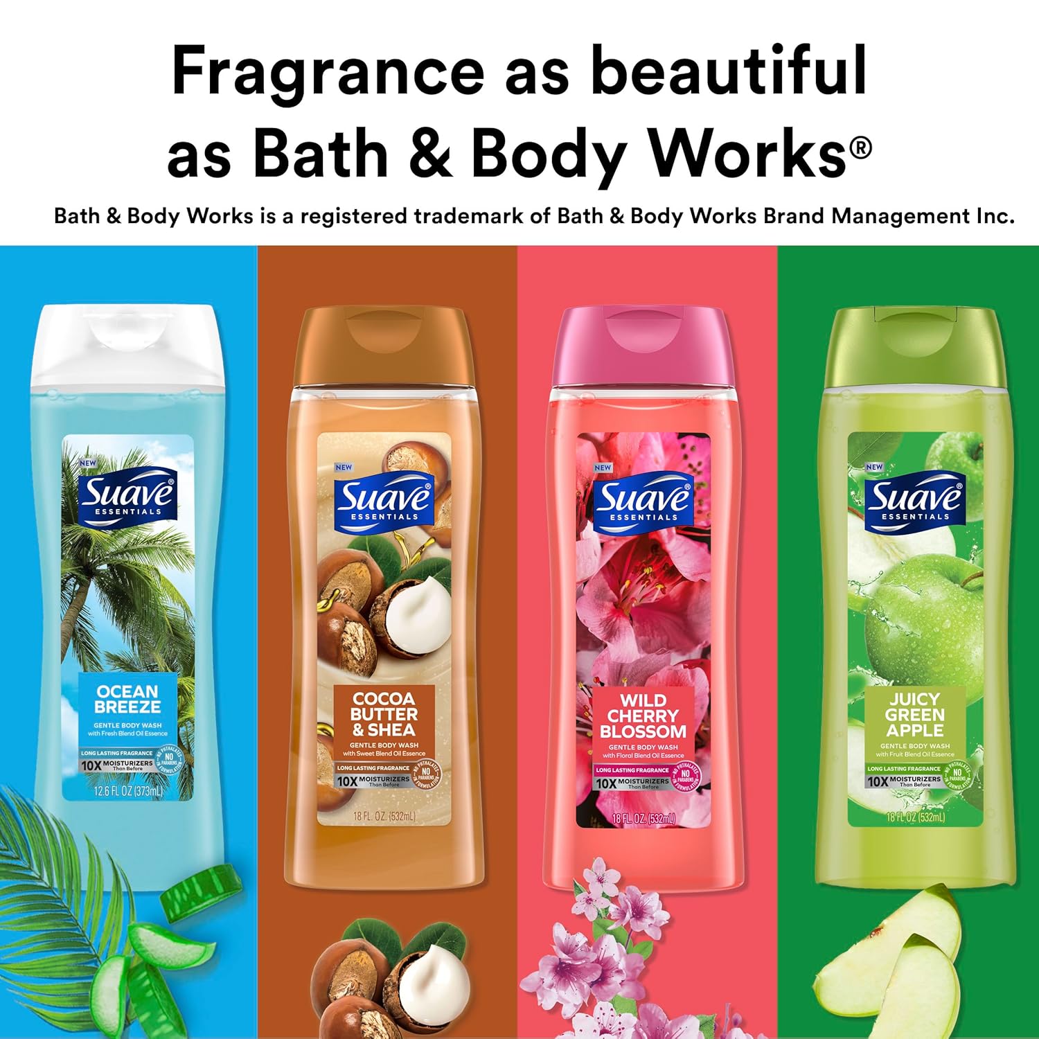 Suave Moisturizing Body Wash, Cocoa Butter and Shea with Vitamin E Extract, No Parabens, No Phtahaltes, 18 Oz Pack of 6 - Image 6