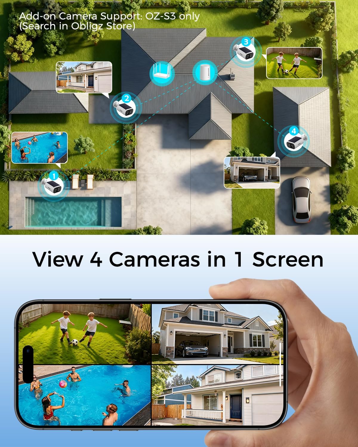 Solar Security Cameras Wireless Outdoor, 4MP Cameras for Home Security Camera System, 64GB Local Storage, No Subscription, Easy Setup, Color Night Vision, 2.4 & 5G WiFi, 4-Cam Kit - Image 2