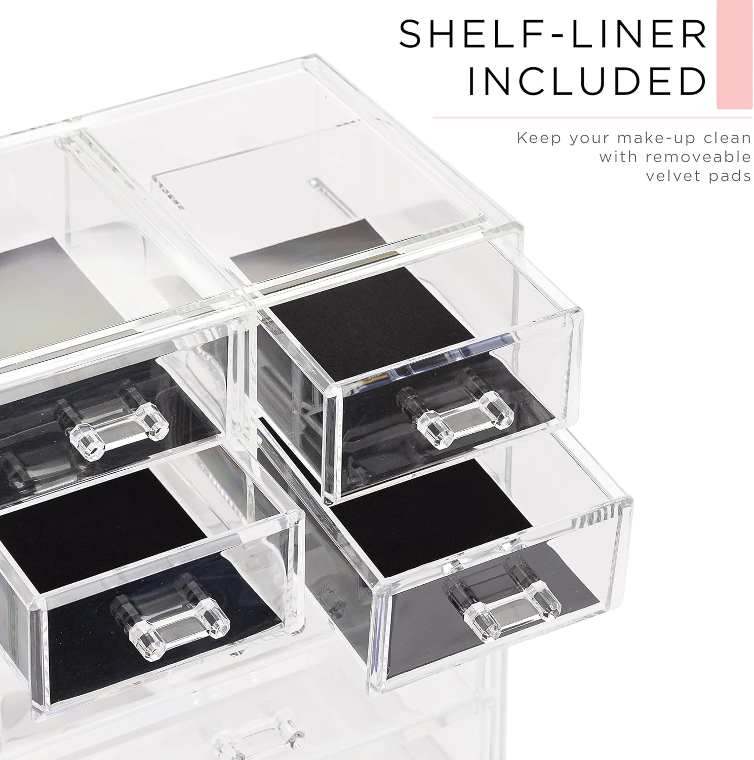 Sorbus Acrylic Makeup Organizer Set, 7-Drawer Vanity & Countertop Cosmetic Storage with Small & Wide Compartments, CLear Makeup Storage for Brushes, Jewelry – Holiday Gift for Women & Teens - Image 7